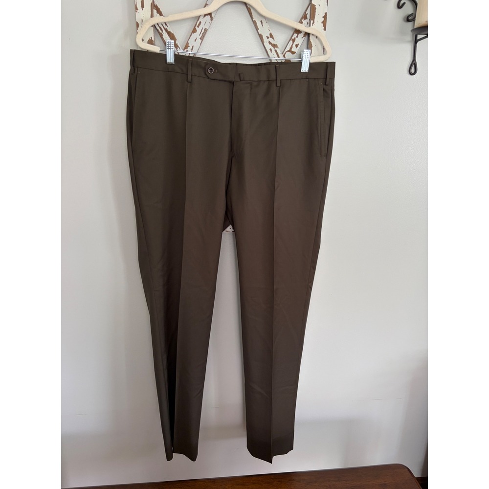 Slowear Incotex Green Brown Pleated Super 100"s Wool Slacks Pants W 38 x 33 L